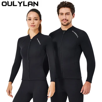 Oulylan Професионални 2 мм неопренови панталони за гмуркане, самостоятелна топ с дълъг ръкав за Мъже И жени, Костюми за гмуркане, сърф, яке, Панталони Изображение