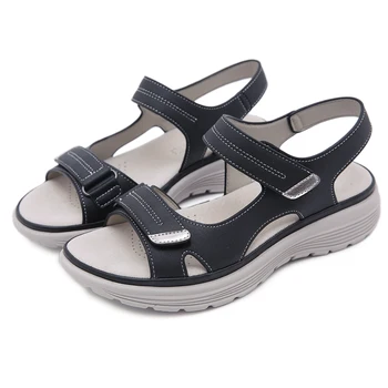 Дамски летни сандали SIKETU, Водоустойчив обувки на платформа с каишка на щиколотке, Удобни ежедневни сандали в наклонено ток Изображение