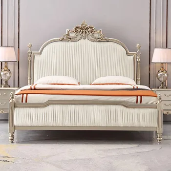 Луксозна японска легло за спалня, модерен естетичен салон, спалня с две единични легла, Бял метал, естествена кожа, мебели за спалня Letto Matrimoniale Изображение