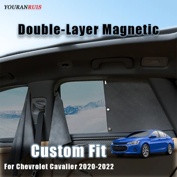 Изработена по поръчка Черна Двупластова магнитна шторка с защита от uv и топлоизолация за автомобил Chevrolet Cavalier 2020-2022 Изображение