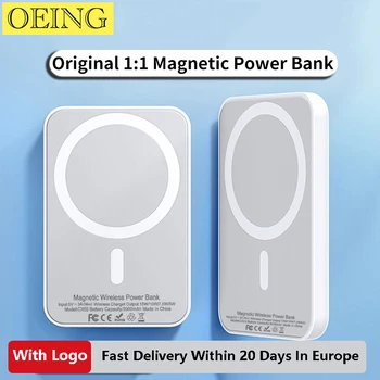 2023 Оригинални 1: 1 Macsafe Power Bank За iPhone 12 13 14 15 Pro Max Plus Mini Магнитен Безжичен Външен Помощен Акумулатор Изображение