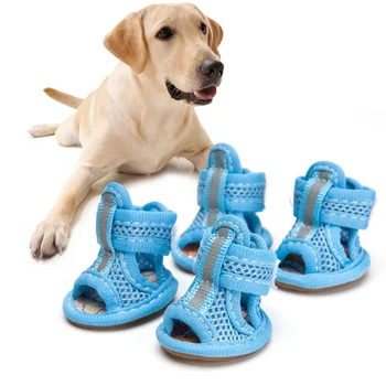 4 бр. сандали, летни обувки, мрежести сандали, дишаща летни обувки за малки кученца (син, 3, 5x4, 5 см) Изображение