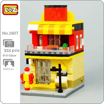 LOZ 1607 Град, Улица Хамбургер, пържени Картофи Храна Ресторант Архитектура САМ Кухненски Блокове, Тухли Строителна Играчка За Деца Без Кутия Изображение