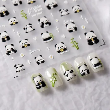 Сладката панда и Бамбук Благородна Стикер за дизайн на ноктите Декоративни Стикери САМ Маникюр Изображение