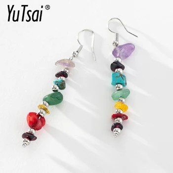 YUTSAI, модни обеци-капки с имитация на камък с Неправилна форма, сладки креативни цветни акрилни дълги обеци за жени, бижута YT1365 Изображение