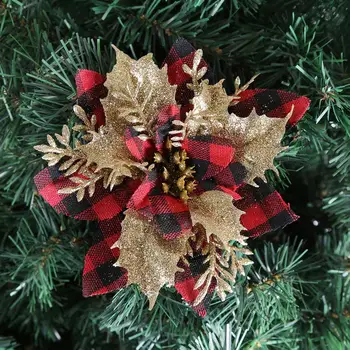 Коледно Дърво, Изкуствени цветя, Ръчно изработени Коледно цвете Очарователен каре в стила на мозайка Коледно цвете за елхата за партита Изображение