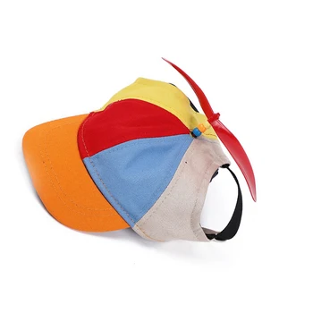 Памучен шапка с перка за домашни любимци, Цветни Очарователен Солнцезащитная Дишаща Замяна Лятна декоративна бейзболна шапка за кучета на открито Изображение