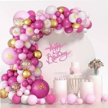 Комплект Розови балони, Венец, Арка, Декор за Парти в чест на рождения Ден на балон, Декор за парти в чест на Деня на раждане, Пол за Душата на Дете, Украси за Кръщенета Изображение