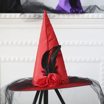 Хелоуин вещица Шапка на Магьосник карнавални шапки Дяволът cosplay подпори декоративни аксесоари за възрастни жени мъже Изображение