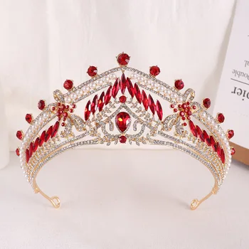 KMVEXO 2023 Новата Принцеса Барок Кралица Кристален Диадема Короната Елегантна Прическа Диадема Сватбена Рокля За Коса Бижута и Аксесоари Изображение