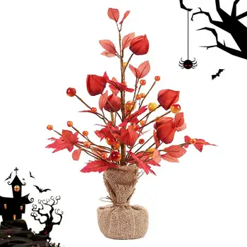 Есенен декор клен дърво, Фестивал на реколтата, Настолна елха с кленовыми листа, Декоративни Есенни декорации за Хелоуин, Дървена декорация за маса Изображение