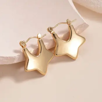 MeMolissa 2 бр., луксозни обеци в формата на звезди златен цвят, За жени и момичета, Мода декорация за Сватбени партита от неръждаема Стомана, подарък Изображение