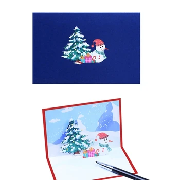 Празнична 3D картичка с Снеговиком, запомнящ се подарък за приятелите на семейството и любимите на едро Изображение