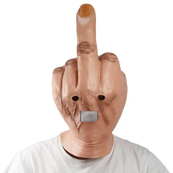 Творческа личност Презира Вертикална латексную маска за средния пръст на Хелоуин Маска за страховити пръсти, подпори за Cosplay, Пародийный прическа Изображение