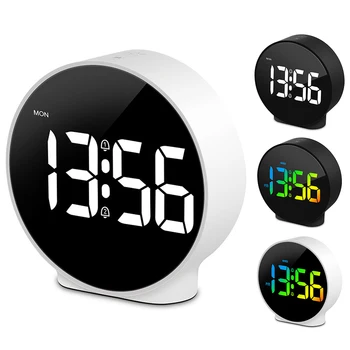 Цифров алармен дисплей с време 12/24 часа, Електрически будилник с 5-минутен повторете с цветни цифри за спалня, Нощно шкафче, стелаж Изображение