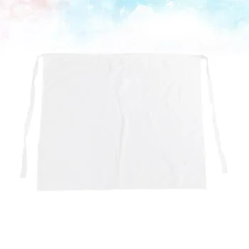 Бяла престилка Унисекс с джобове на кръста, Престилка сервитьорки за възрастни, мъже или за услуга, в кухнята или в ресторанта на хотела (бял, 70 Изображение