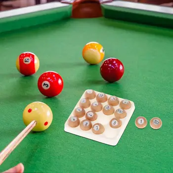 Комплект дървени счетных топки за билярд, игра на зарове за басейн, 16 дървени топки с номера за забавление Изображение