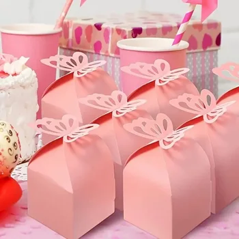 50шт Кутии с Пеперуди за Момичета, Детски душ, Пеперуда, кутия шоколадови бонбони, декорация за парти, Сватба, Рожден Ден, Малки подаръци кутии с пеперуди Изображение