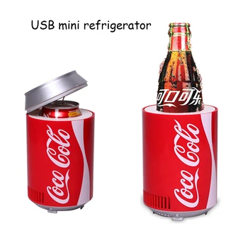 Usb Мини Хладилник-хладни, Нагревател за бутилки кока-Кола, с Двойна употреба, за дома, хотели, dc 5 В 12 В, автомобил, Офис хладилник, компютър, охладител за вино Изображение
