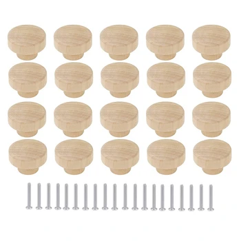 Кръгли Непълни Дървени Дръжки на Чекмеджета с Диаметър с Дървен Мебелен Шкаф-Скрин Дърпа Изображение