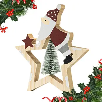Весела Коледа Декорация на Дома, Дървена Маса Централна Декор Креативни Коледни Дървени орнаменти Декор на домашно парти За Коледа Изображение