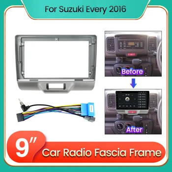 Android 9-инчов авто радио с фризовой 2 Din-панел, рамка за Suzuki Every 2016 Kit Адаптер, стерео скоба за закрепване на таблото Изображение