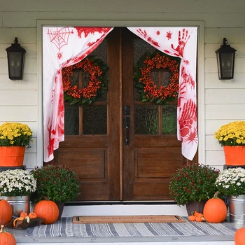 Гореща Марлевая завеса SV-Хелоуин, кървава тъкан, използвана за украса на къща на ужасите за Хелоуин, парти зомбита Изображение