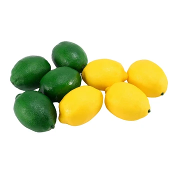 8 Опаковки Изкуствени фалшиви Лимони, или вар, плодове за пълнене на вази, украшения за домашна кухня, вечерни, жълти и зелени Изображение