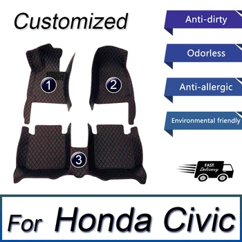 Автомобилни Стелки За Honda Civic 2022-2023 Потребителски Автоматично Накладки За Краката Аксесоари За Автомобилни мокети Изображение