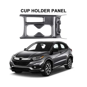Авто Заден Порт USB-Зарядно за кола, Защитно покритие и Конзола Притежателя на Чаша с Вода от Въглеродни Влакна за Honda HRV HR-V Vezel 2021 2022 Изображение