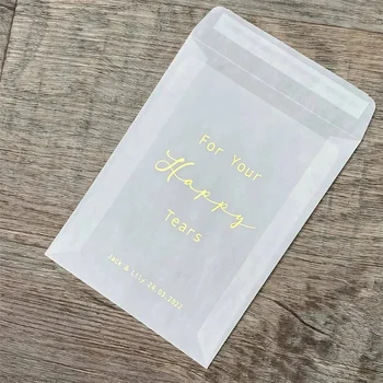 25шт Всеки дизайн Персонализирани Пакети Сватбени Салфетки От фолио | Персонализирани пакети Сватбена конфети | Щастливи сълзи | Пакети конфети | Изображение