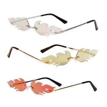 Слънчеви очила Women400 Пожар в стил пънк-готик без рамки, рейв костюм Изображение