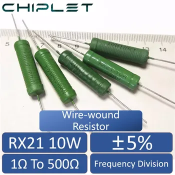 5/10 Бр Резистор с метална намотка RX21 мощност 10 W ± 5% от частотным страха от 1 Вия до 500 Ома, Керамични 2R 5R 10R 30R 50R 82R 100R 390R Изображение