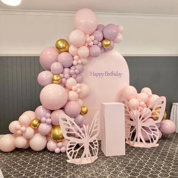 Комплект арка с венец от розово злато, Сватба, рожден Ден, Латексный балон, Украса за парти в чест на 1-ви рожден ден, Детски балон за душ за момичета Изображение