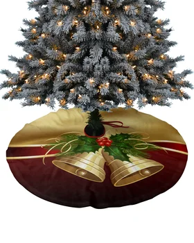 Коледни Звънчета Пола за Коледната елха Коледна Украса за Стоки за дома Кръгли Поли за Коледно Базова капак Изображение