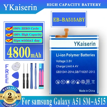 YKaiserin За Samsung Взаимозаменяеми Батерия EB-BA515ABY за Galaxy A51 Оригинална Батерия за телефон 4800 mah Batteria + Номер за проследяване Изображение