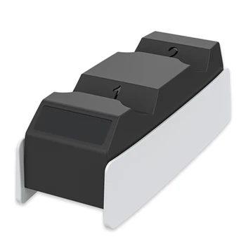 Двойно зарядно устройство E9LB за Безжични контролери Dualsense Зареждане на контролера Компактен Размер за вашия Домашен Офис Изображение