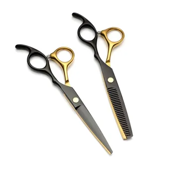 Ножици за коса 6,5-Инчов Черно-златни Ножици За Подстригване на Коса Домакински Ножици Плоски Ножици С Малки зъби Фризьорски Аксесоари Изображение