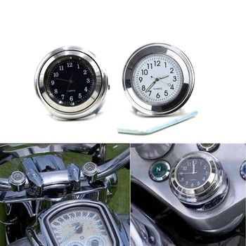 Водоустойчив светещи часовници с монтиране на кормилото на мотоциклета 22/25 мм циферблат от алуминиева сплав, кварцови часовници, магазини за часовници Изображение
