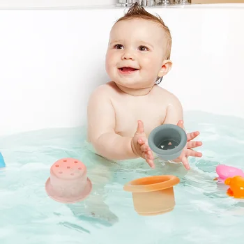 Играчки за баня За деца, Цветен Информационни играчка, Креативна и интересна Штабелируемая играчка за къпане, хватающая дете Изображение