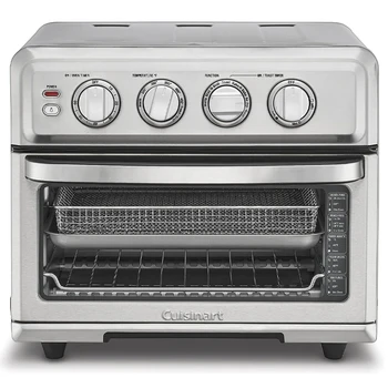 Въздушна фритюрник Cuisinart + конвекционный тостер, 8-1, с възможност за печене, печене, пържене, печене на скара и подгряване, Неръждаема стомана, TOA-70 Изображение