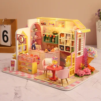 Направи си сам Hut Десерт Шепот Арт-Хаус, Играчка Хижа Diy Модел Играчки Събрана модел куклена Къща Коледен Подарък Изображение