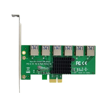 PCIE-USB Странично Multiplier 6 USB Адаптер за Разширителни Карти Удължител за Десктоп Компютър 5 Gbit/s PCI-E Директен Доставка Изображение