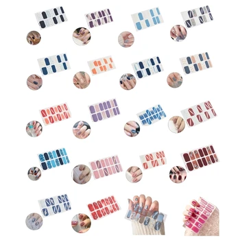 Стикери за нокти с пълно покритие, люспи, стикери за нокти, самозалепващи ленти за нокти E1YD Изображение