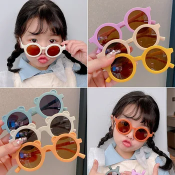 За Защита от слънцето на открито, Детски Сладки Vintage Слънчеви очила с Защита От Класически Деца За Момичета И момчета, Прекрасни Слънчеви очила с мультяшными уши на животни Изображение