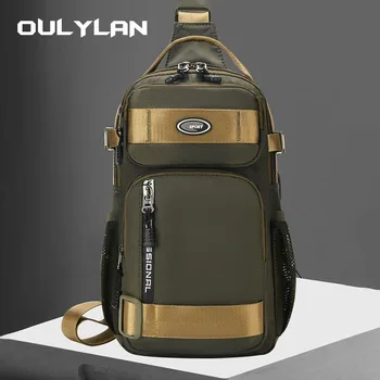 Oulylan Мъжки чанти През рамо, Нагрудная чанта Man с много джобове през рамо, подходяща за Ipad е 9,7 инча Изображение