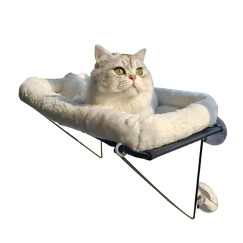 594C, безопасни рафтове за котки, спестяване на пространство в леглото, монтирано на прозорец котешки място за спане, за почивка, слънчеви бани, нпд и наблюдение на рафтове Изображение