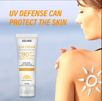 Слънцезащитен крем за лице SPF90 + Предпазен слънцезащитен крем Освежаващо на мазнини слънцезащитен крем за лице Хидратиращ анти-ейдж крем за контрол на омазняване на кожата Изображение