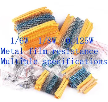 (100ШТ) 1/6 W 1/8 W (0,125 W) 1% метален филмът резистор 1 Ом /10/100/ 1k/10k/100k/1M/2.2/4.7 R/47R/470R/4.7 K/47K/470K/4.7 M/120/150/180/ Изображение