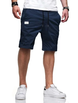 Нови мъжки модерни панталони в стил хип-хоп, Летни памучни ежедневни капри, спортни шорти за бягане, улични панталони, с високо качество прави панталони Изображение